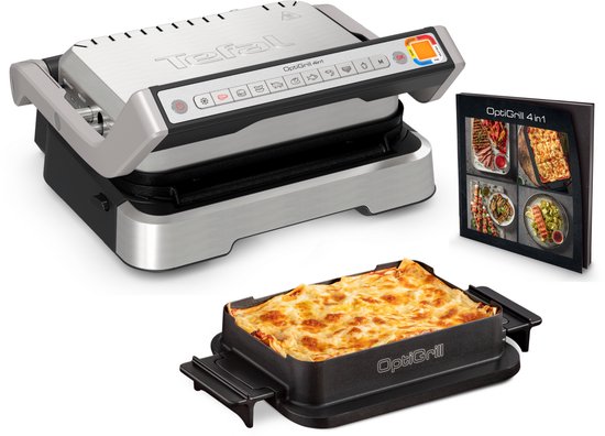 Tefal OptiGrill 4in1 GC774D – Intelligenter Kontaktgrill – Inklusive Bratpfanne – 9 Automatikprogramme – Garstandsanzeige – 2100 W