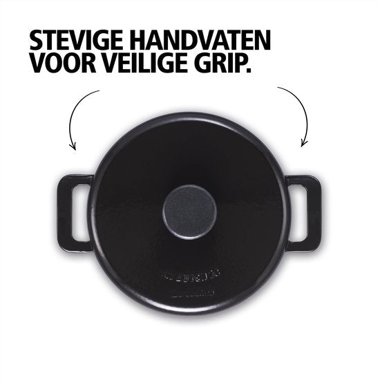 Brabantia The Dutch Oven XL Schmortopf 28cm - Hochwertiges Gusseisen - 100% PFAS frei - Doppelte Antihaftbeschichtung - RETRO - Induktion geeignet - Nachtblau