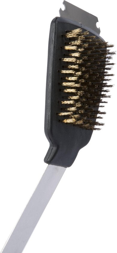 BBQ Collection Grillbürste und Grillschaber - 2-in-1 Funktion - 44 cm - Eichenholzgriff/ Edelstahl