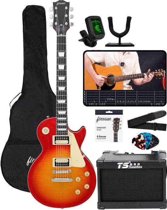 Finesse E-Gitarre mit Verstärker Rot/Orange