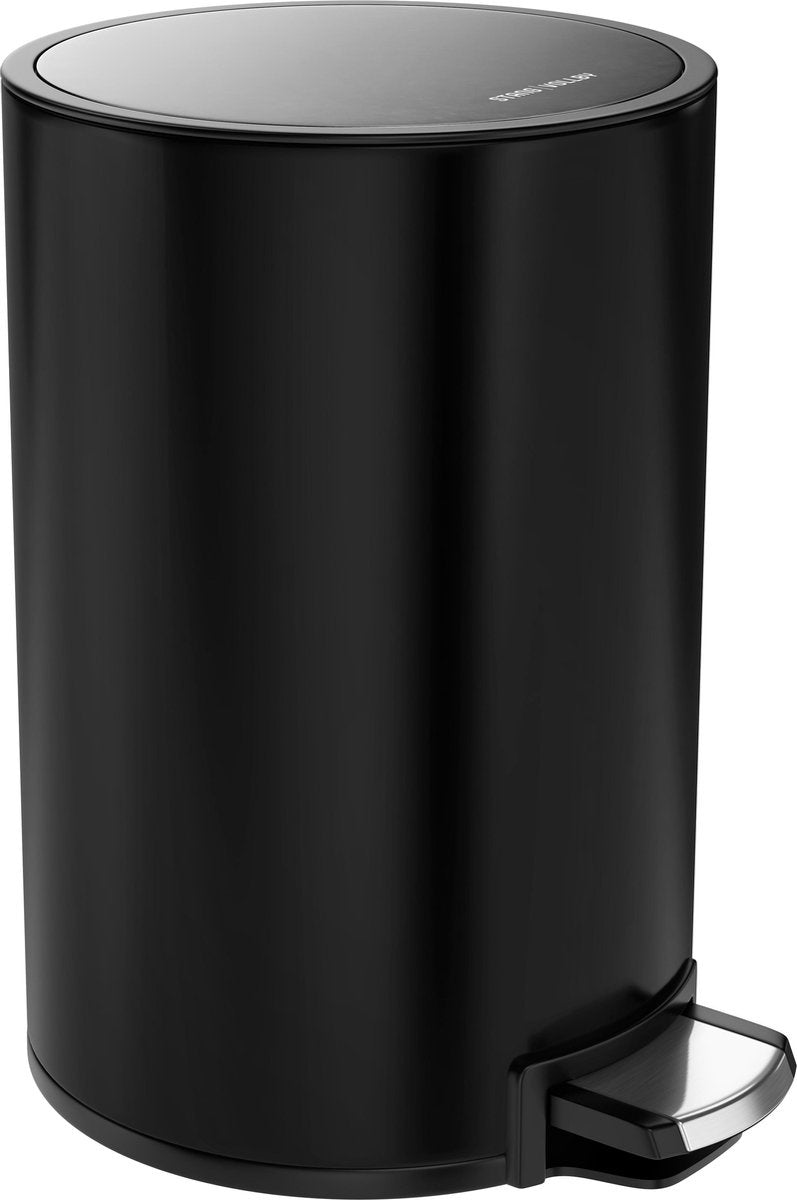 StangVollby Kallax Tret-Abfalleimer - 5 Liter - Edelstahl - Schwarz - Abfalleimer - Toilette - Badezimmer - Klein - Soft Close-Deckel