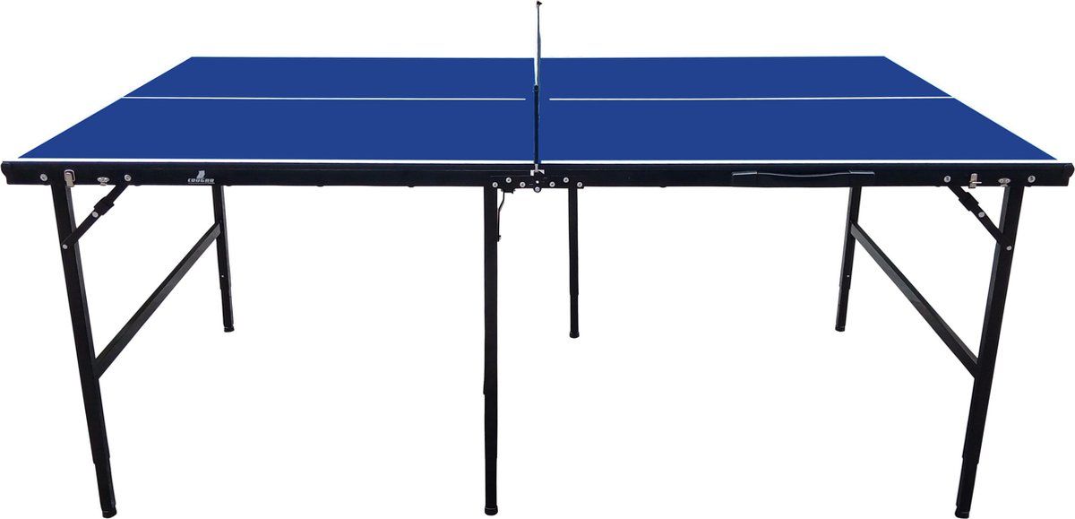 Cougar Tischtennistisch Midi 1800 – Tragbar und zusammenklappbar – 180 x 102 x 65/76 cm – Blau