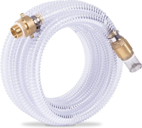 VONROC Saugschlauch-Set für Wasserpumpen / Spiral-Saugschlauch - 7m x 25mm, 1'' - Universal