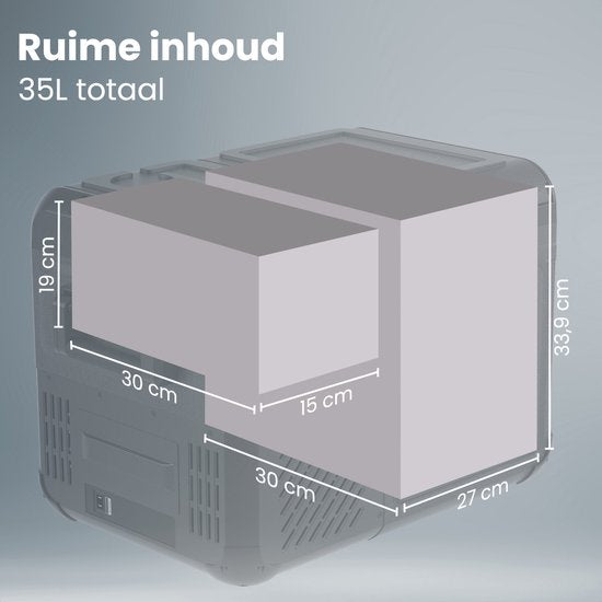 Auronic Electric Cool Box - Kompressor - Zwei Zonen - 12V 230 Volt - Auto - Gefrieren und Kühlen - 35L - Frigobox - Schwarz/Grau