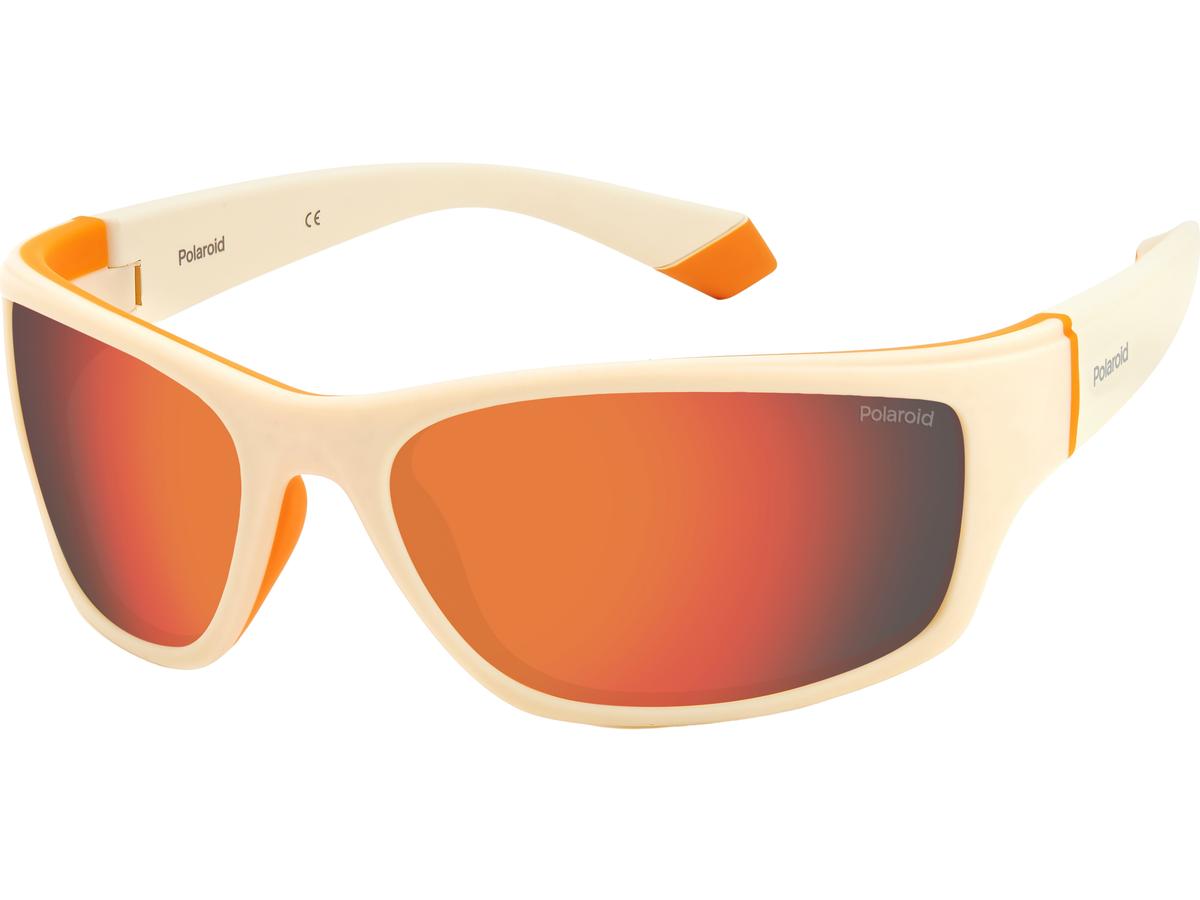 Polaroid-Sonnenbrille – Kunststoff – Herren – Weiß-Orange – 65 x 17 x 125 mm