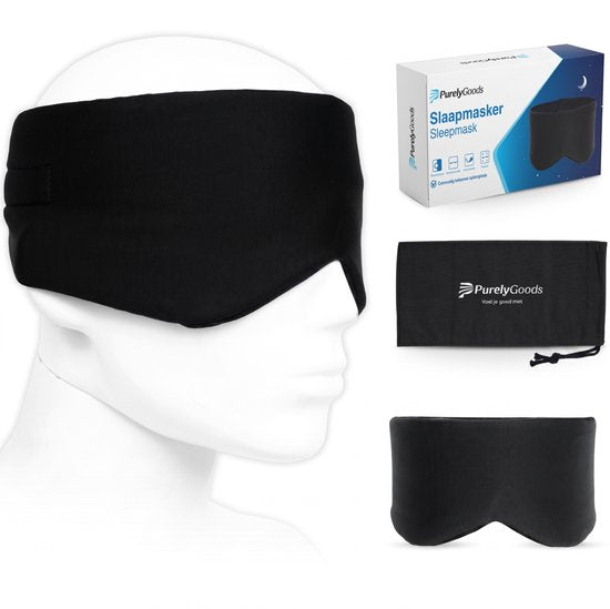 PurelyGoods® Schlafmaske – Augenmaske – Lichtundurchlässig – Für Männer und Frauen – Baumwolle – Schwarz
