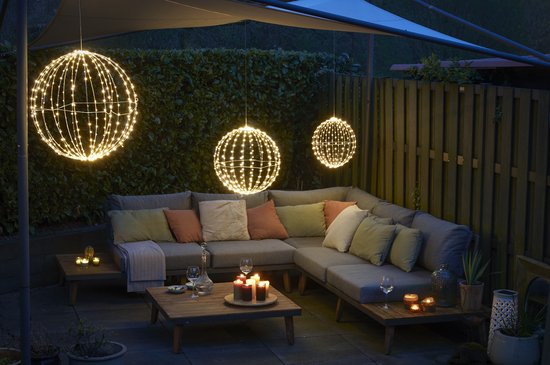 Luca Lighting Weihnachtslichterkugel mit warmweißen LED-Lichtern - Ø40 cm - Schwarz