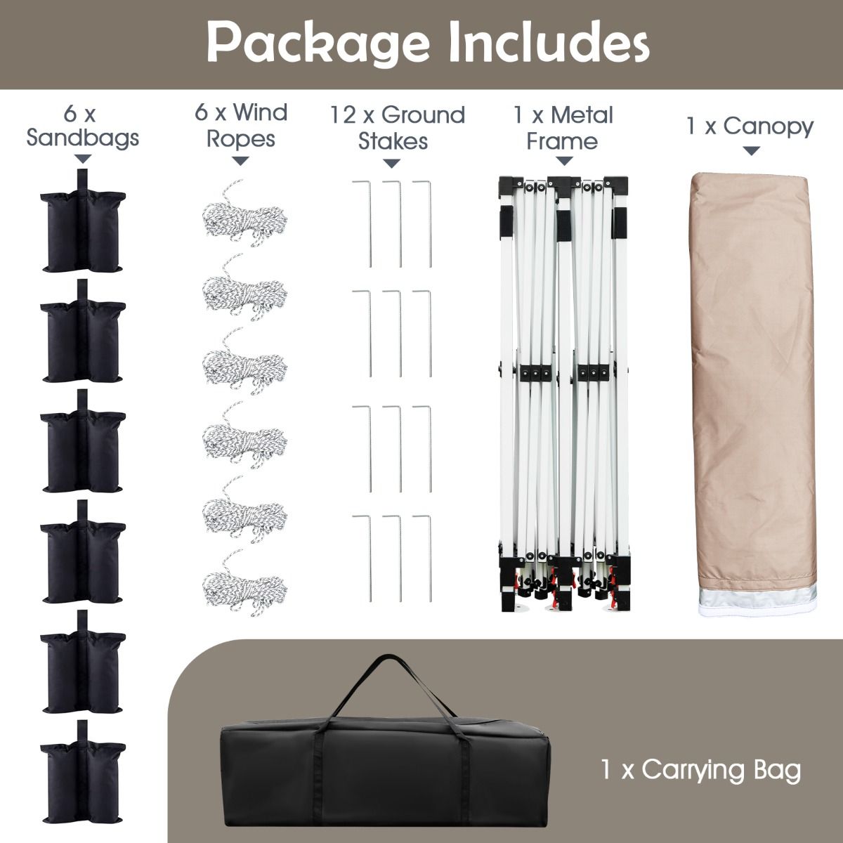 Coast Faltbares Gartenpavillon – Wasserdichtes Partyzelt – Sonnenschutz – 300 x 600 cm – Beige