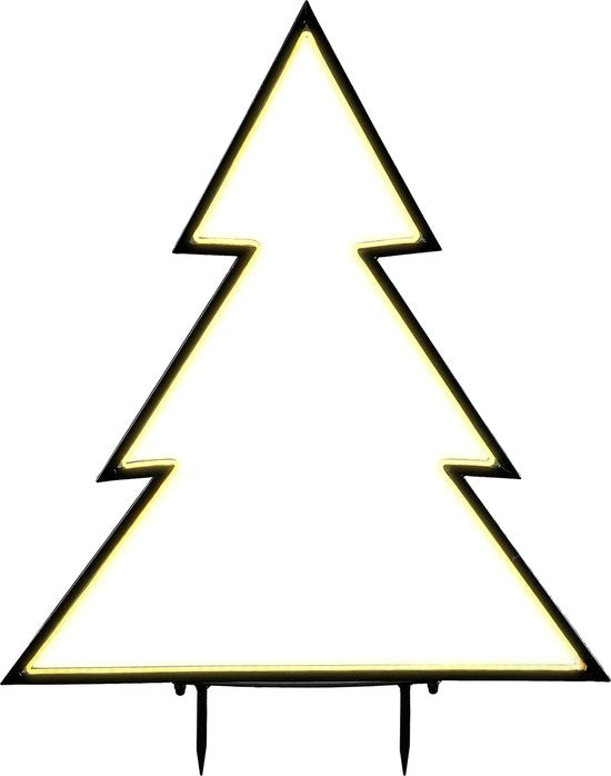 Luca Lighting Garden d'Light Weihnachtsbaum-Gartenaufsteller – Weihnachtsdekoration für den Außenbereich mit warmweißem LED-Licht – Weihnachtsdekoration mit Zeitschaltuhr und 8 Leuchtmodi – Lichterkette – L 72 x H 100 cm – Schwarz