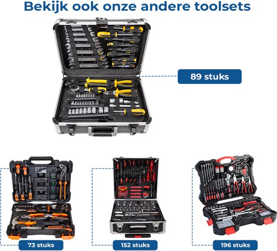 ALDORR Tools – 89 - Teiliges Werkzeugset im Koffer – Werkzeugkasten – Gefüllter Werkzeugkoffer – Werkzeugkiste – Schraubendreherset – Aluminium – Handwerkzeug – Basiswerkzeug – Mit Drehmomentschlüssel und Ratsche – Geschenk für Männer - Einweihungsgeschen