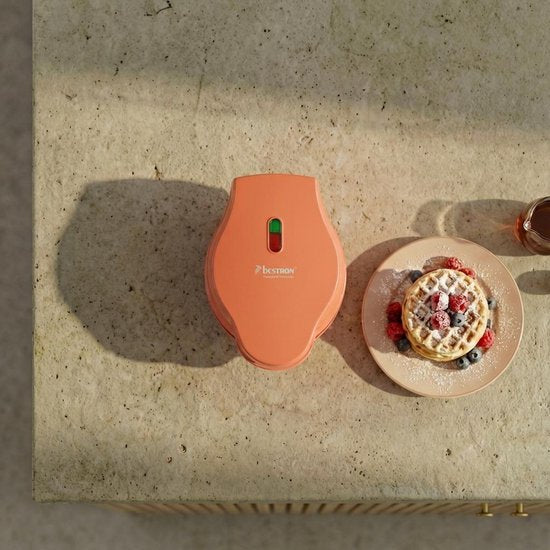 Bestron Waffeleisen – AMW500PE – 550 W – Mini-Waffeln – Antihaftbeschichtung – Orange – 5 Jahre Garantie
