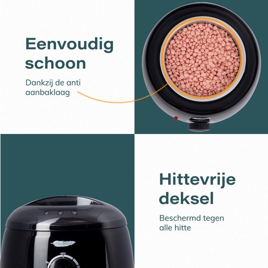 Ruby Wax Geräte-Set - inkl 100 Gramm Wachsbohnen - Enthaarungsgerät - Gerät - Heizung - Heizung - Perlen - Harz - Haarentfernung - Schwarz