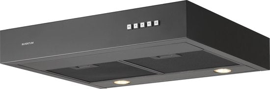 Inventum AKO6015ZWA Unterbau-Dunstabzugshaube 60 cm – Absaugleistung 350 m³/h – Geeignet für große Küchen – 3 Leistungsstufen – LED-Spots – Abluft und Umluft – Schwarz