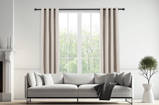 Lifa Living - Beige Luxusvorhänge - Verdunkelung - Polyester - Mit 8 Aufhängeringen - 150 x 260 cm