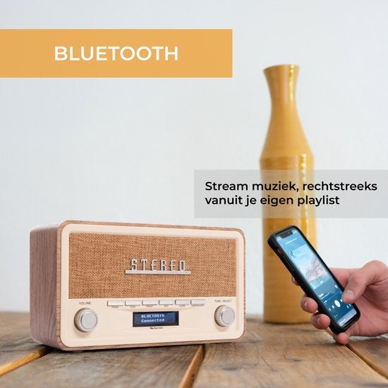 Denver DAB18LW DAB-Radio - Bluetooth - DAB+/ FM - Batterien & Netzanschluss - Braun