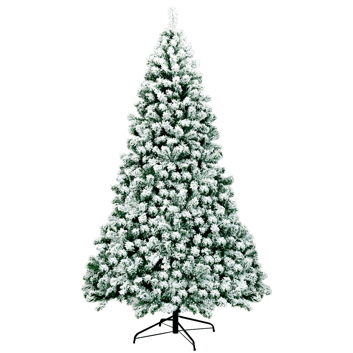 Coast 225 cm beleuchteter, schneebedeckter Weihnachtsbaum mit klappbarem Metallständer grün + weiß