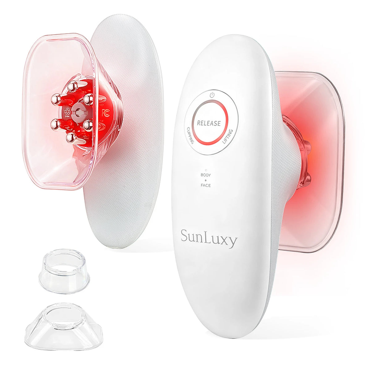 Sunluxy BCE1 Anti-Cellulite-Massagegerät – EMS + Vakuum + Rotlicht – 3 Stufen für Körper und Gesicht – Wiederaufladbar – 19,4 x 17 x 7,8 cm