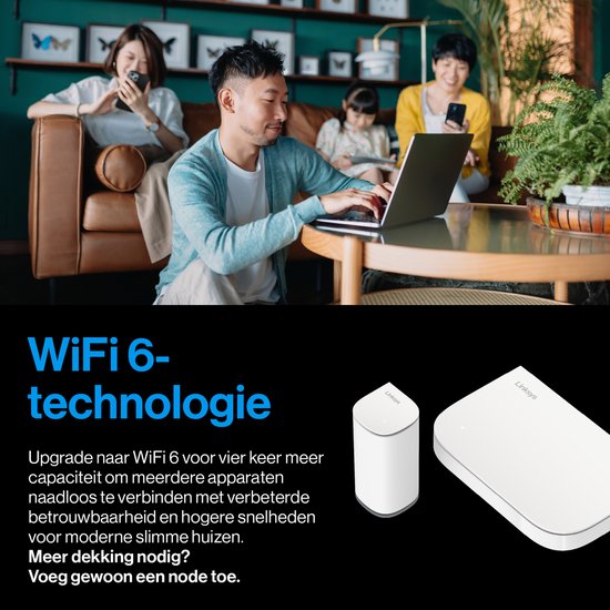 Linksys Velop Micro Mesh 6 - Router - WiFi 6 - Dualband - Mesh WiFi - 3000 Mbps - 2er-Pack - Weiß