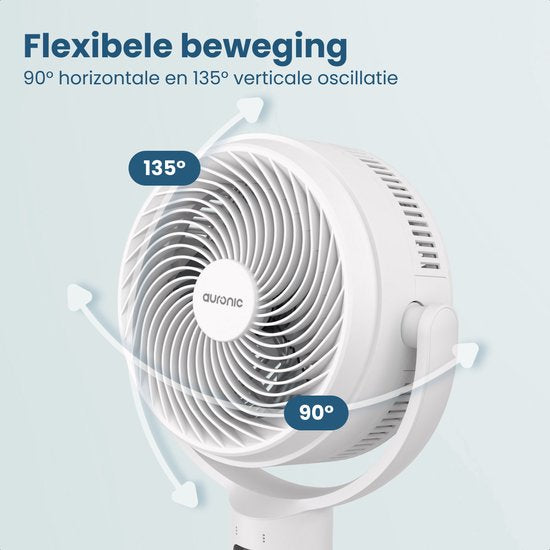 Auronic Stativventilator – Tisch- und Standventilator – 9 Stufen und Timer – Luftkühler – Leise – Mit Fernbedienung und Display – Ventilator – Weiß