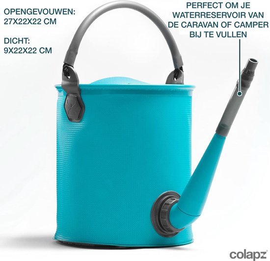 Colapz Faltbarer Eimer und Gießkanne 9 l – Kanister mit Hahnen 7 bis 9 Liter – Eimer mit verschließbarem Deckel – Blau – BPA-frei – 27 x 22 x 22 cm – Camping mit Wohnwagen und Wohnmobil im Jahr 2025