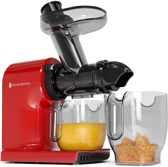 KitchenBrothers Slowjuicer - Kompakt - Entsafter - Gemüse- und Obstpresse - 45 mm - 500 ml - Rot
