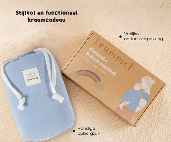 Frummel Baby-Tragetuch Hellblau – Tragehilfe – Baby-Wickeltuch – Baby-Tragetuch – Baby 0–36 Monate – Neugeborene