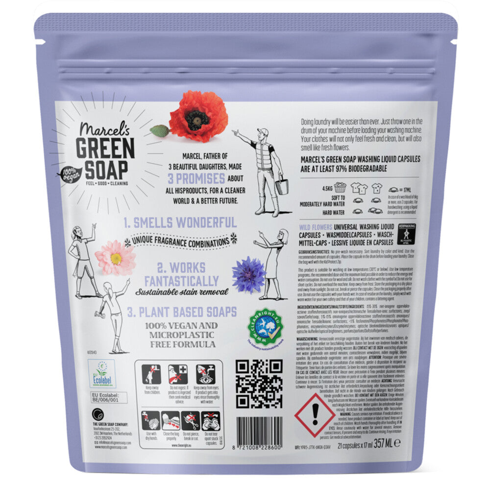 Marcel's Green Soap Laundry Capsules Wild Flowers - 21 Kapseln - umweltfreundlich & vegan