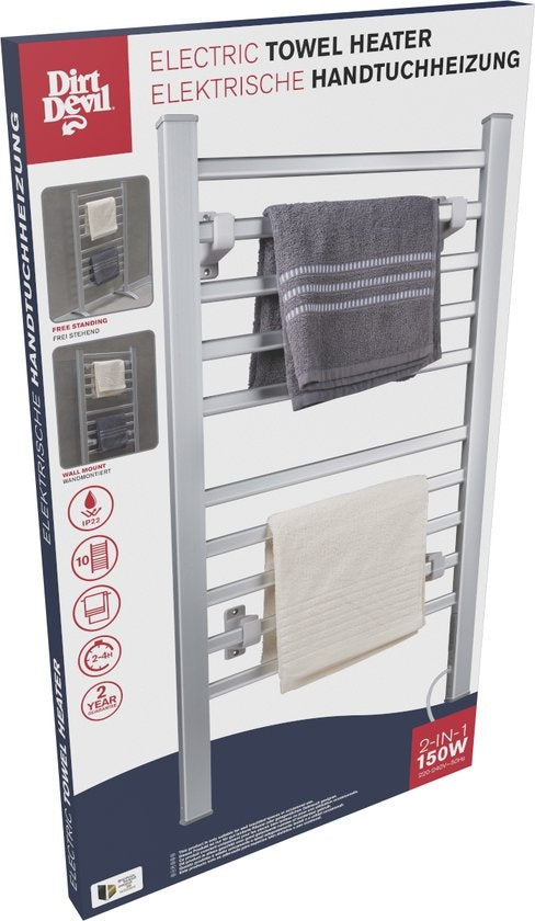 Dirt Devil Elektrische Handdoekradiator - Handdoekrek Badkamer - Vrijstaand of Wandmontage - Aluminium