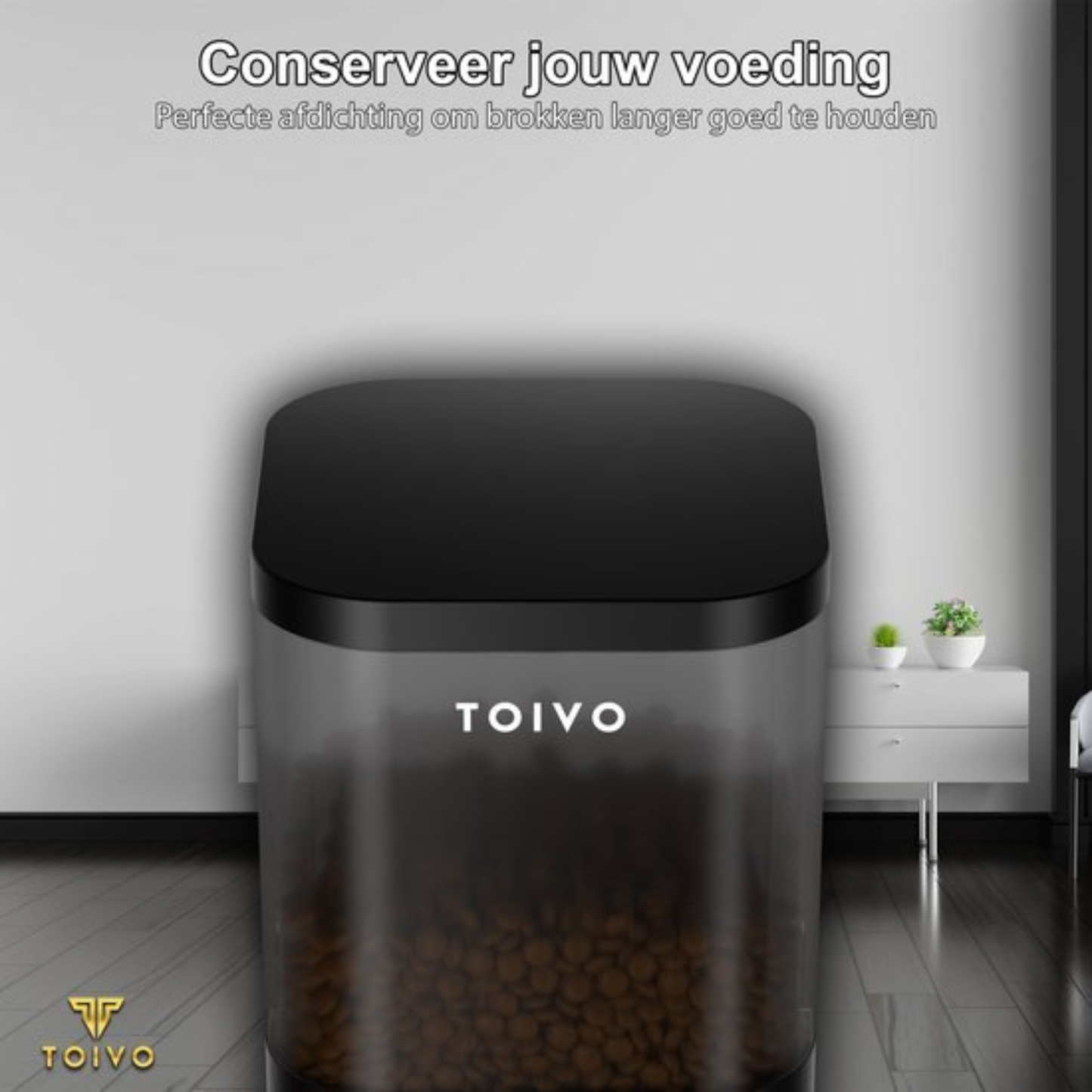 Toivo Automatischer Futterspender - 4L Pro - Für Katzen und Hunde - Mit Batterie - Schwarz