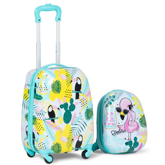 2 Stück Kindergepäck Handtasche Set mit Rucksack und Koffer - 30 X 22 X 44.5-74 CM