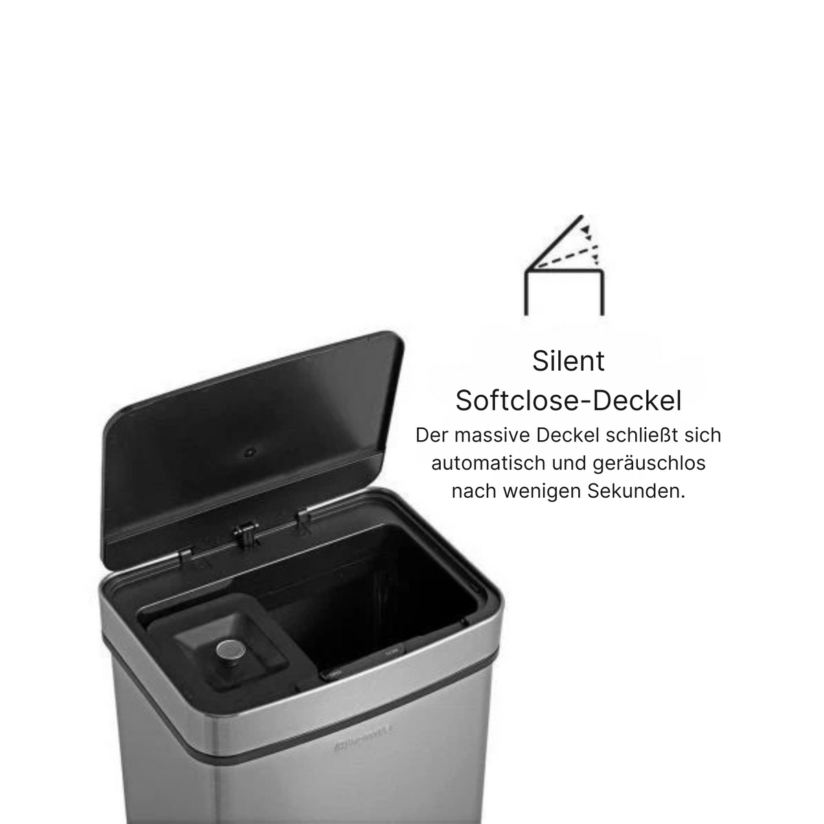 Homra - Mülleimer - 3 Tonnen - 72 Liter (2x12 + 1x48) - mit Infrarotsensor - Edelstahl - Silber
