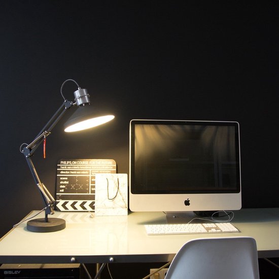 Anne Lighting Zappa – Tischlampe im Industrial-Stil – Schwarz – H: 80 cm – Ø: 18 cm – E27 – Für den Innenbereich – Metall – Tischlampen – Schreibtischlampe – Schreibtischlampen – Schlafzimmer – Wohnzimmer – Esszimmer