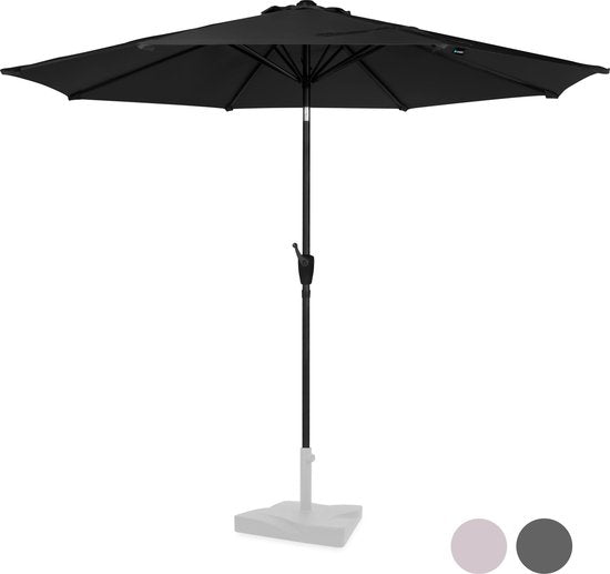 VONROC Premium Stick Sonnenschirm Recanati Ø300cm - Inkl. Schutzhülle - Runder Sonnenschirm - Neigbar - UV-beständiges Tuch - Schwarz