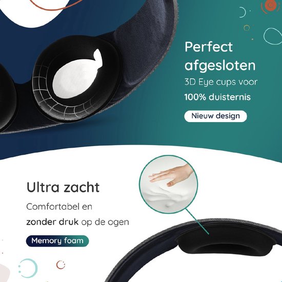 Numsy Schlafmaske für Frauen und Männer - Schlaf-Augenmaske - 100% Dimmen - Dunkelgrau