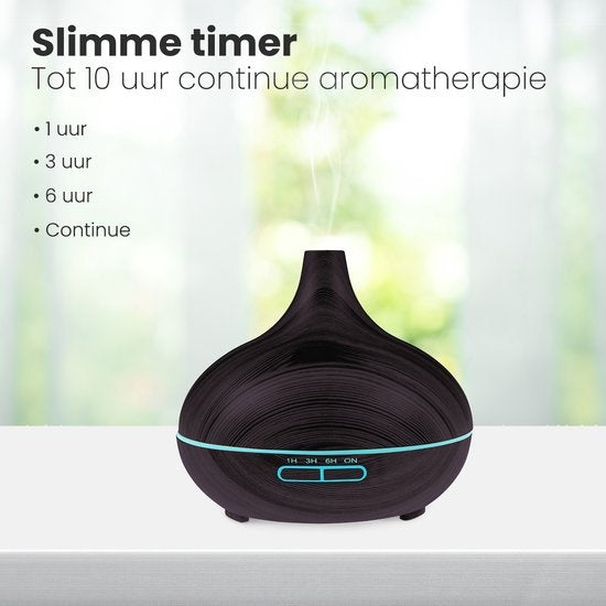 Auronic Aroma Diffuser - 300 ml - Luftbefeuchter - 7 LED Farben - Inkl. 2x Ã–l - Dunkelbraun