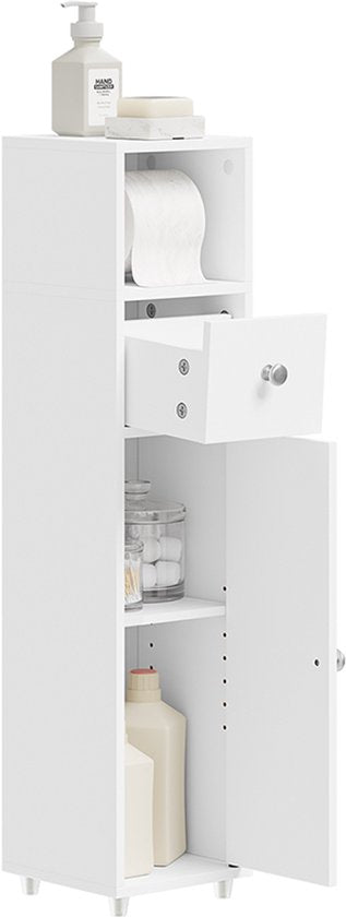 SoBuy Toilettenschrank BZR219-W – Waschbeckenschrank mit Toilettenpapierhalter – Weiß – 85 x 20 x 20 cm