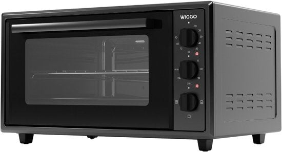 Wiggo WMO-E456(B) – Freistehender Mini-Backofen – elektrisch – 60 cm – 45 Liter – 2000 W – 5 Jahre Garantie – Schwarz