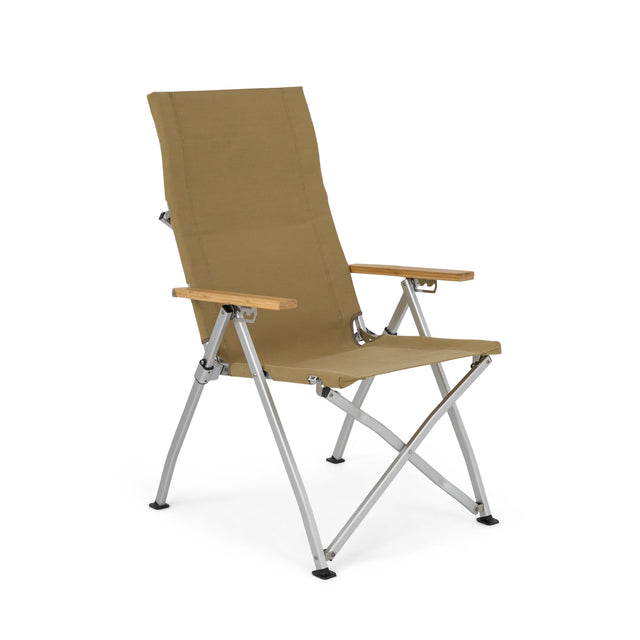 AMA Relax Klappbarer Campingstuhl – Rückenlehne in 4 Positionen verstellbar – Aluminium und Bambus – 53 x 62 x 100 cm – Bis zu 130 kg