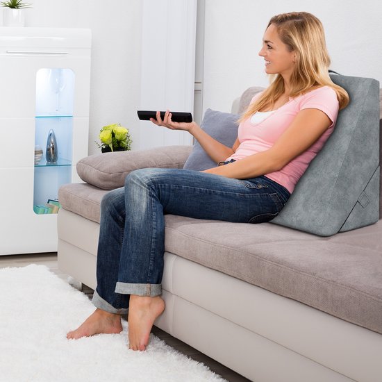 COSTWAY Keilkissen, Lesekissen, Rückenkissen, Beinkissen, Bezug aus Memory-Schaum, waschbar, Reflux-Kissen, für Erwachsene, Bettkissen, ergonomisch, Venus, Entspannungskissen für Bett und Sofa, 58 x 36 x 50,5 cm
