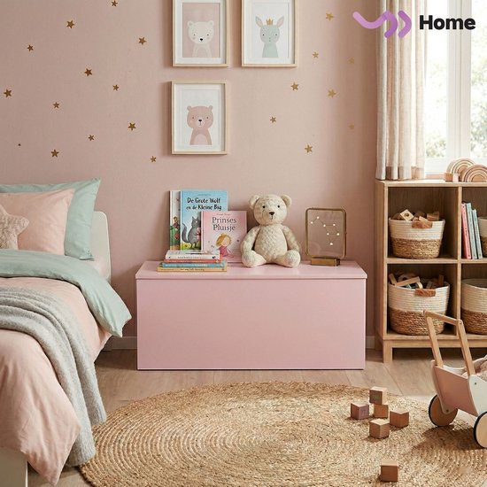 VDD Home – Aufbewahrungskiste – Spielzeugkiste – Deckenkiste – Rosa – Holz – 100 x 40 x 40 cm