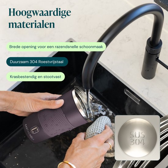 Castagnola Thermobecher – Kaffeebecher zum Mitnehmen – Reisebecher für Kaffee und Tee – Teebecher – 510 ml – Edelstahl – Braun