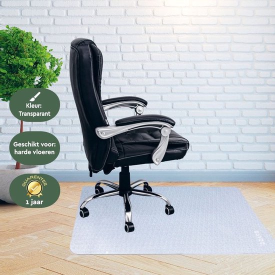 BRASQ Rechteckige Stuhlmatte CM100 - Transparent - 90x120 cm - Hochwertiges PVC - Bodenschutz für harte Böden