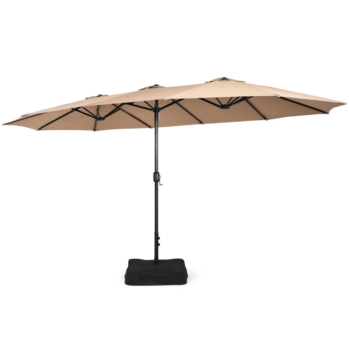 Coast 451,5 x 264 cm Doppelter Terrassen-Sonnenschirm mit Ständer - Brauner XXL-Schattenschirm für Garten, Terrasse und Schwimmbad