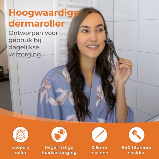 Nuvance Dermaroller - 540 Mikro-Nadeln von 0,5 mm - Inkl. eBook - Bartroller für Haarwachstum - Steril verpackt