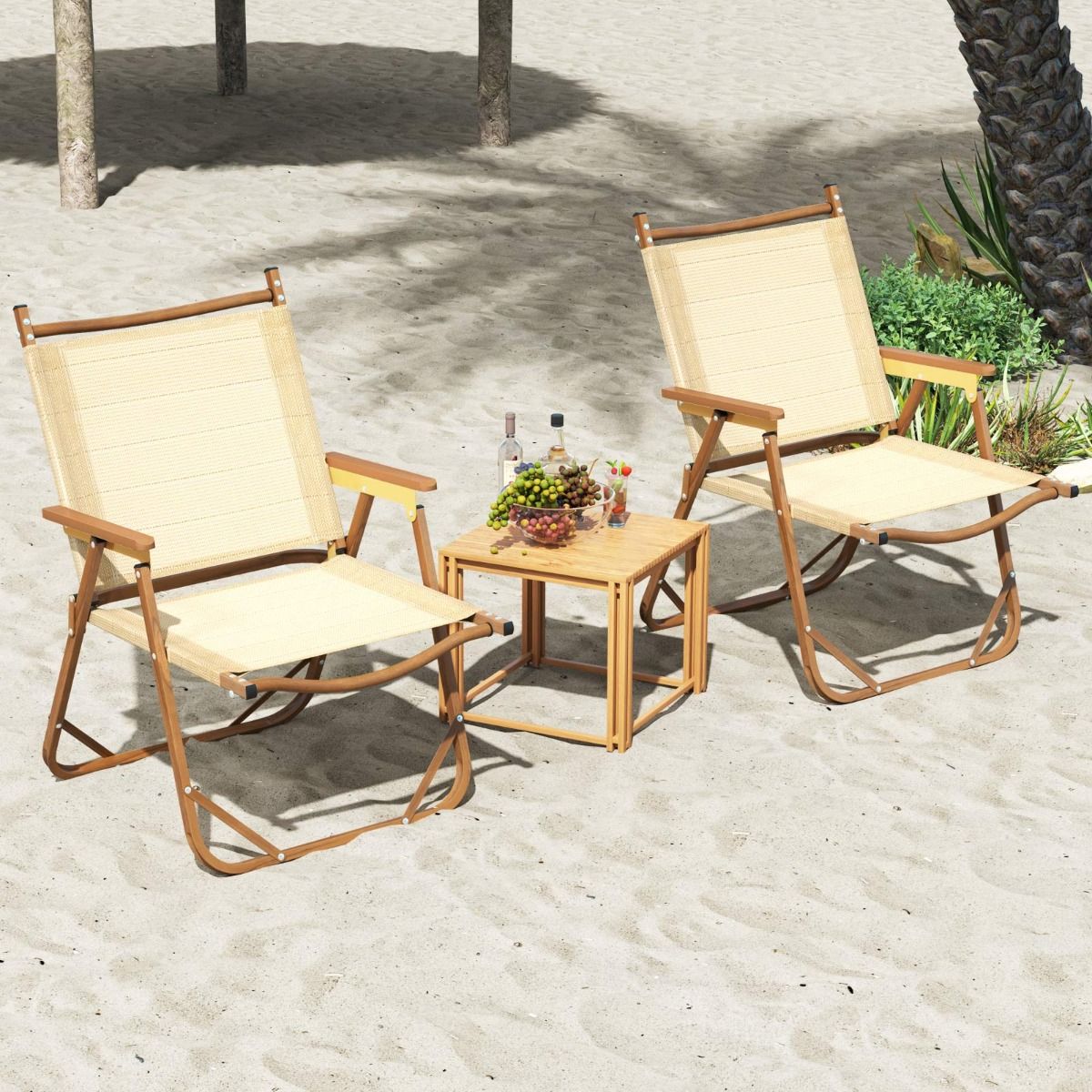 Coast 2er-Set klappbare Campingstühle – Leichter Aluminiumrahmen – Ergonomisches Design – Beige