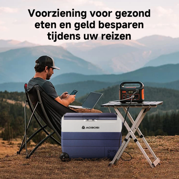 AAOBOSI 60 l Kompressor-Kühlbox mit zwei Temperaturzonen – Steuerung per App – 12/24 V & 230 V – Schwarz