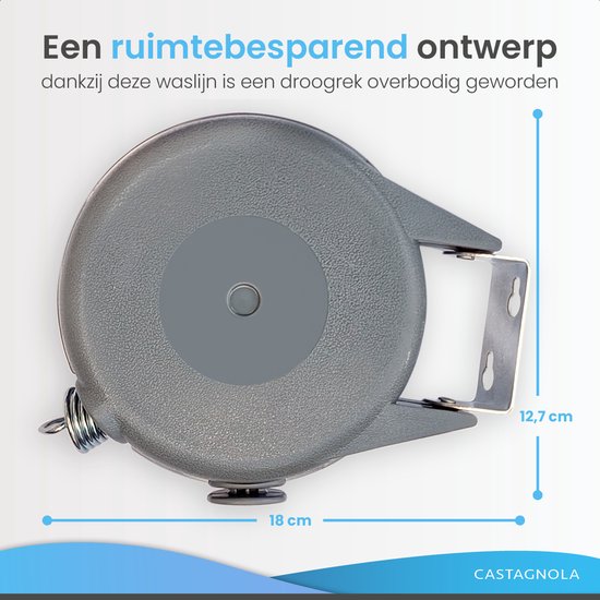 Castagnola Wäscheleine - Ausziehbare Wäscheleine - Wäscheleinenfaden - Wäscheleine 12 Meter - Kapazität bis zu 13 kg