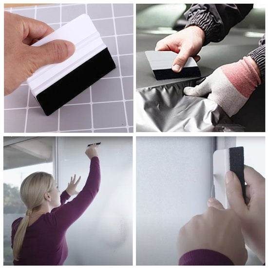 HomewellÂ¬Ã† Rakel mit Filz und Folienmesser - Gummirakel (Werkzeugset für Fensterfolien, Autofolien, Klebefolien, Küchenverpackungen) 10x7,5cm