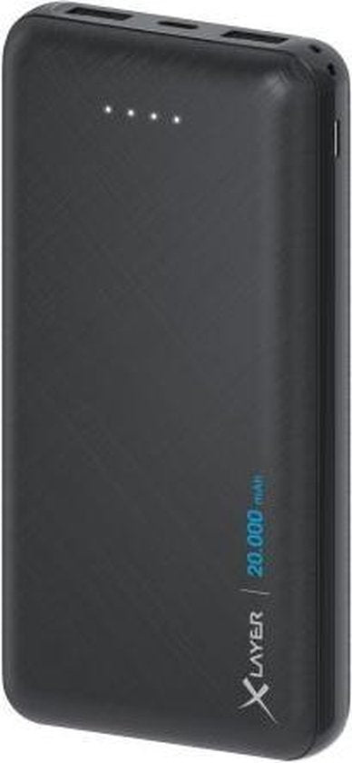 Xlayer Powerbank Micro Black – 20.000 mAh LiPo-Powerbank – 2 x USB – 1 x USB-C-Eingang – schwarz