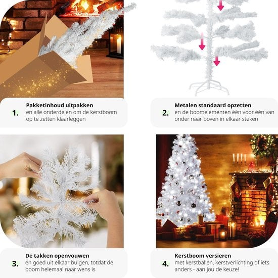 tectake - weiß Künstlicher Weihnachtsbaum - 180 cm - inkl. Ständer - Weihnachtsbaum - Tannenbaum - 533 Punkte - 402821